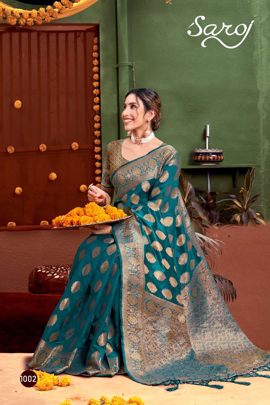 Saroj Manohari Silk - 5 Designer Soft Organza Saree Wholesale catalog