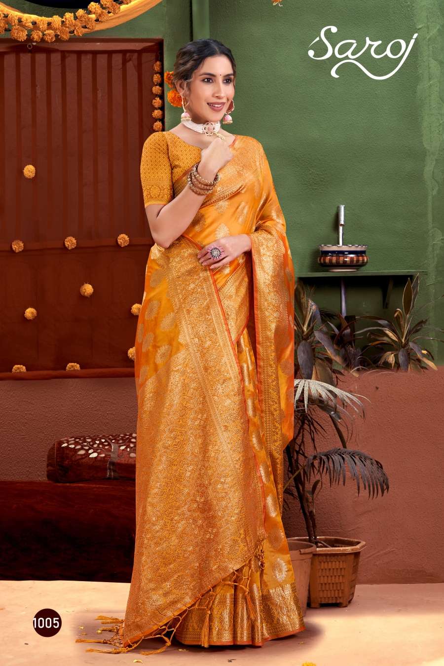 Saroj Manohari Silk - 5 Designer Soft Organza Saree Wholesale catalog