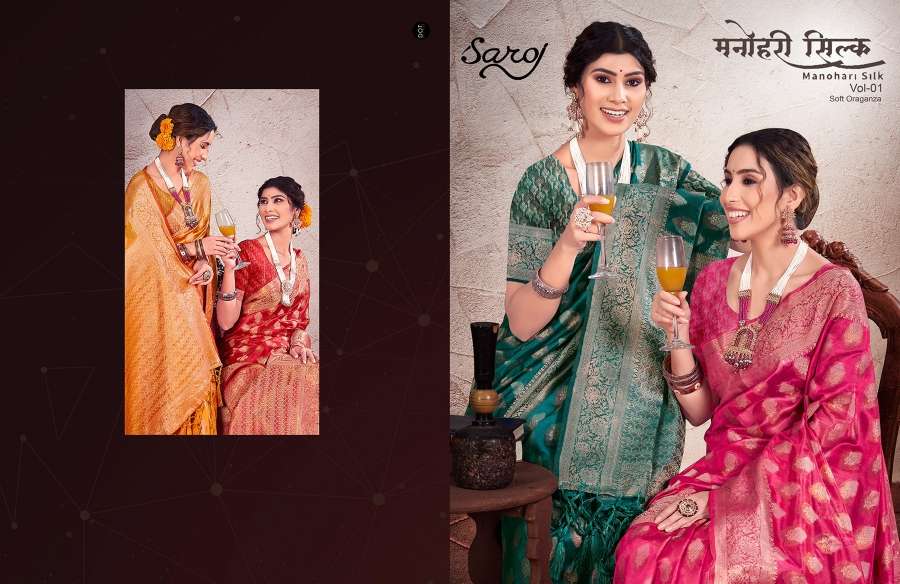 Saroj Manohari Silk Vol -1 Designer Soft Organza Saree Wholesale catalog