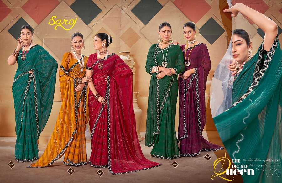Saroj Queen Designer Fancy Fabric Saree Wholesale catalog