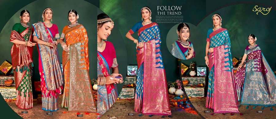 Saroj Sonpari Designer Silk Jacquard design Saree Wholesale catalog