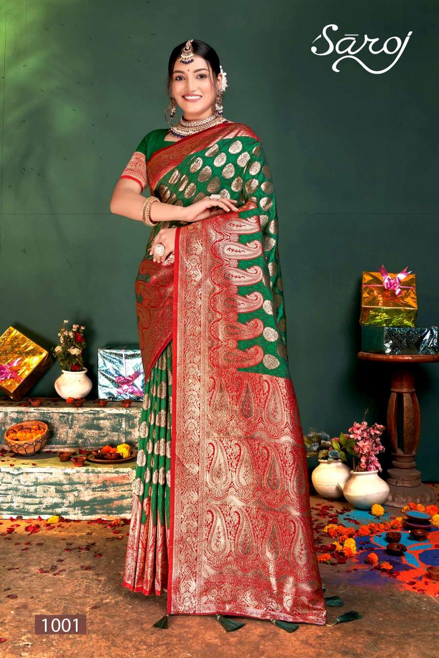 Saroj Sonpari Designer Silk Jacquard design Saree Wholesale catalog