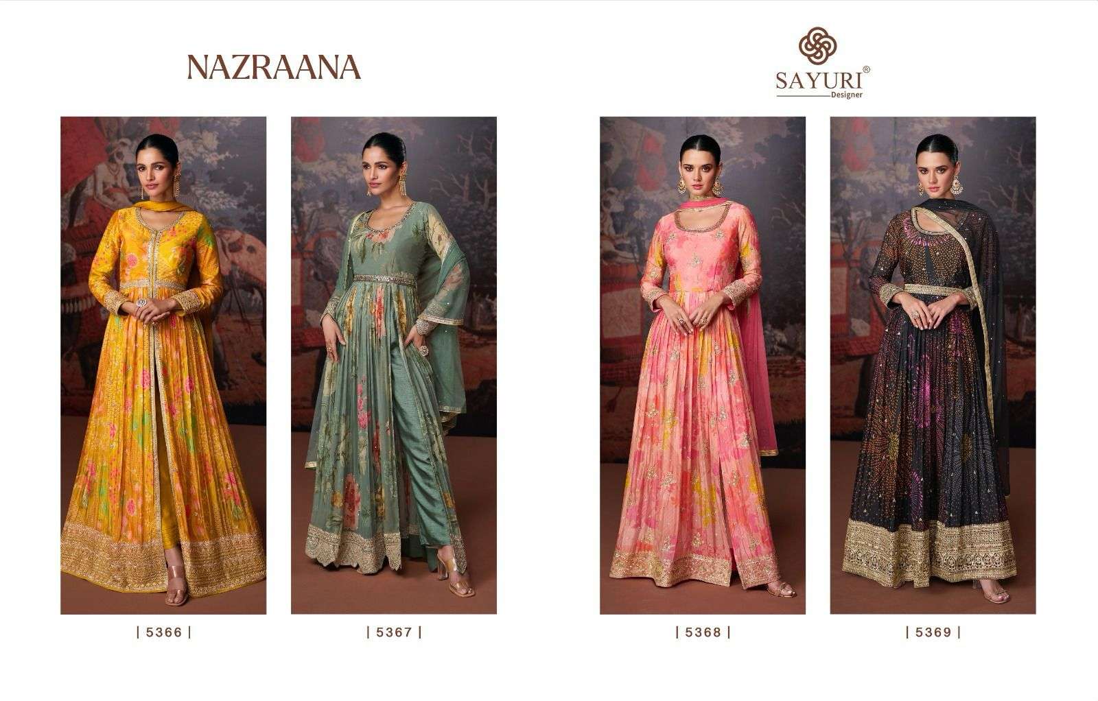 Sayuri Nazraana Real Georgette Designer Gown Kurti Wholesale catalog
