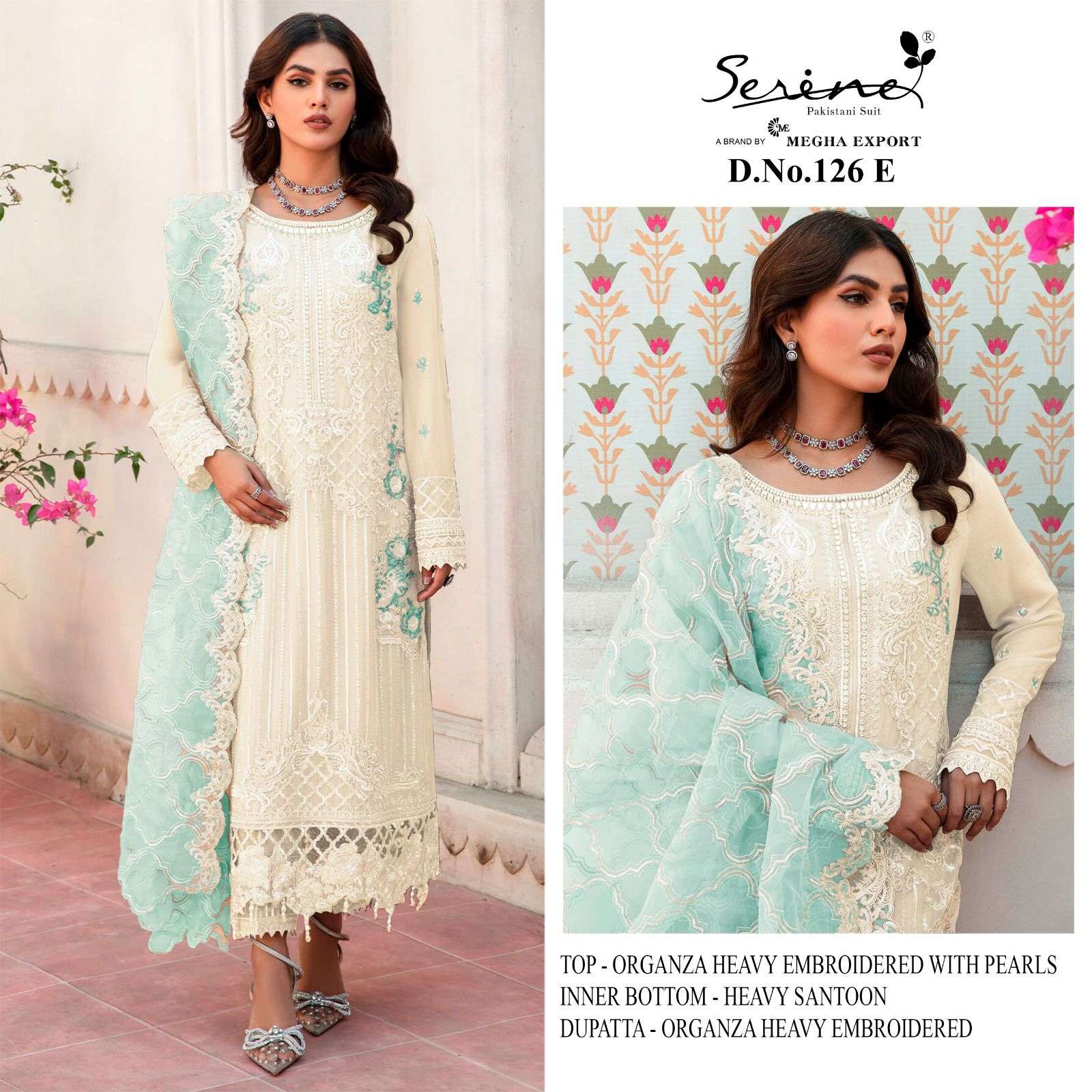 Serine F 126 E To H Pakistani Organza salwar Kameez Wholesale catalog