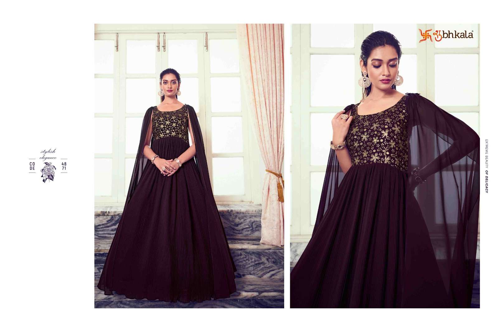 SHUBHKALA FLORY VOL.4971  Embroidered Stitched Long Gown Style Kurti Wholesale catalog