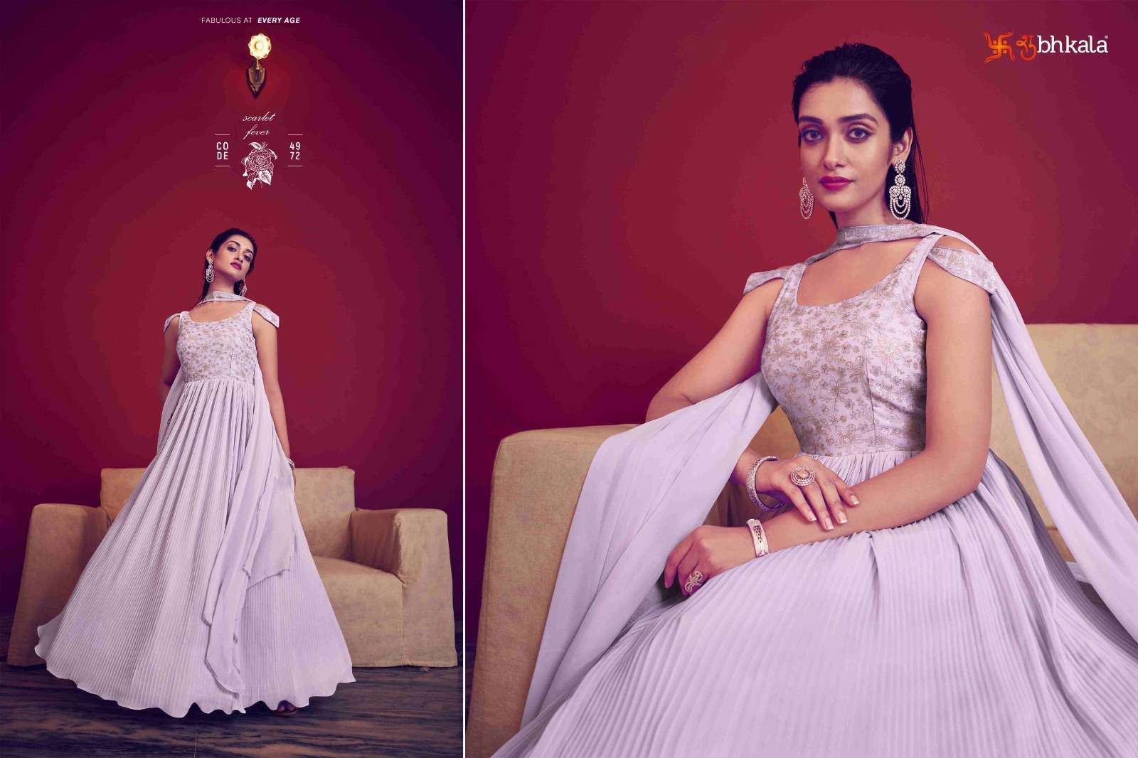 SHUBHKALA FLORY VOL.4972  Embroidered Stitched Long Gown Style Kurti Wholesale catalog