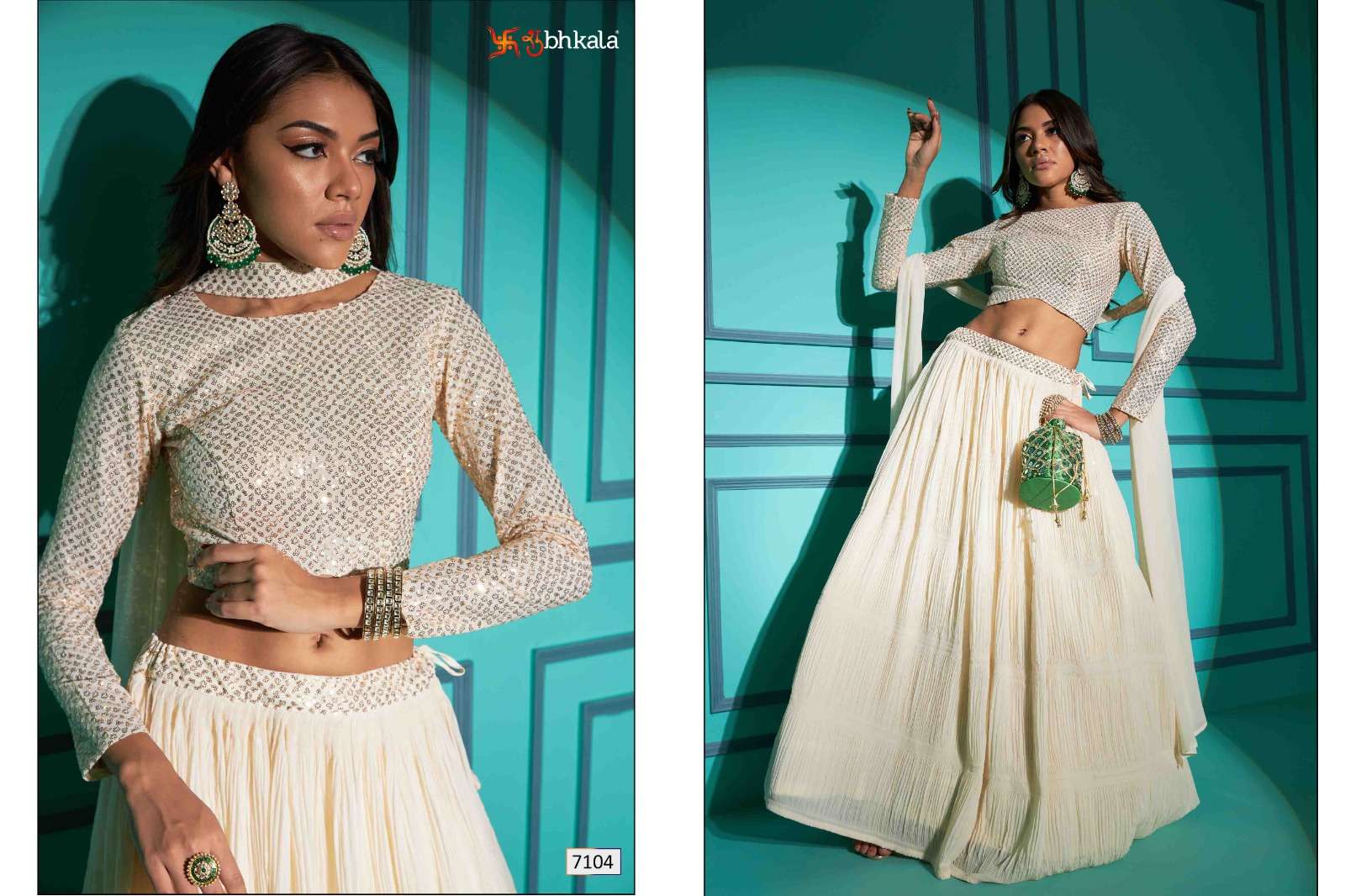 SHUBHKALA VOL. 7104 Regular & Plus Size Semi-Stitched Lehenga Choli Wholesale catalog