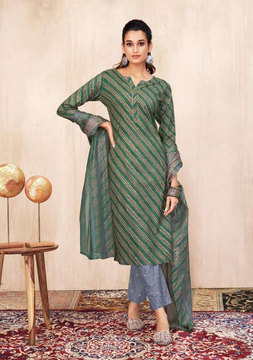 Suryajyoti Bandhani Lehriya Vol-4 -Kurti Pant With Dupatta -Wholesale Catalog