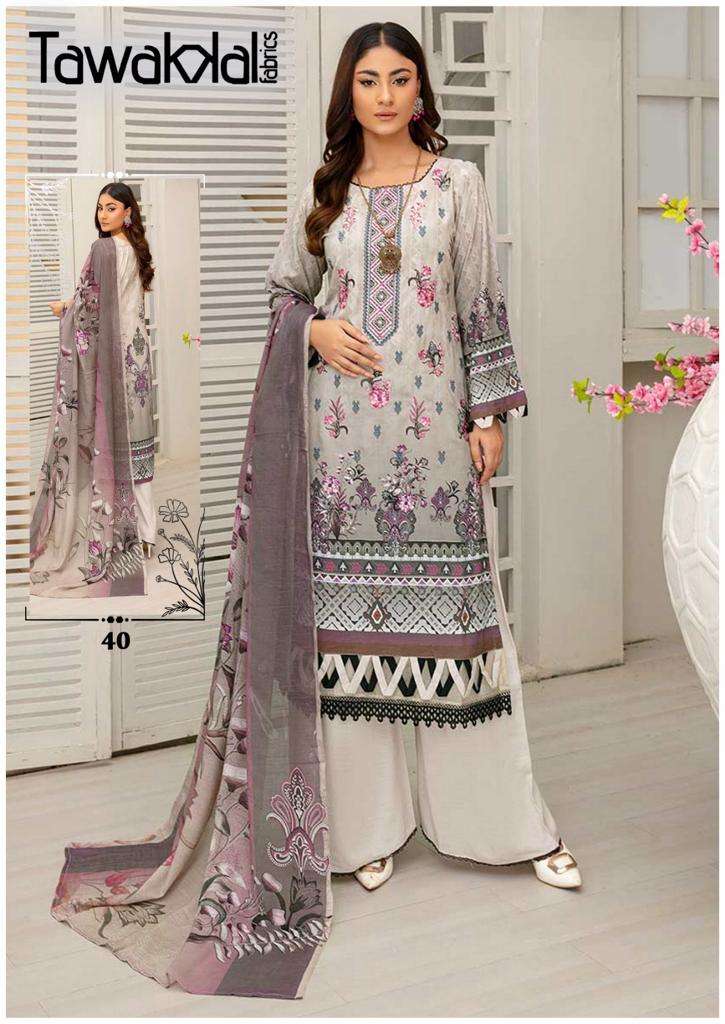 Tawakal Mehroz Vol-4 -Luxury Heavy Karachi Cotton Dress Material - Wholesale Catalog
