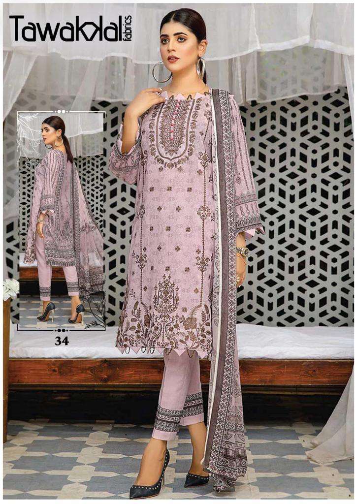 Tawakal Mehroz Vol-4 -Luxury Heavy Karachi Cotton Dress Material - Wholesale Catalog