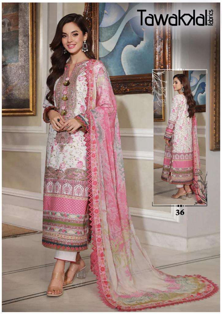 Tawakal Mehroz Vol-4 -Luxury Heavy Karachi Cotton Dress Material - Wholesale Catalog