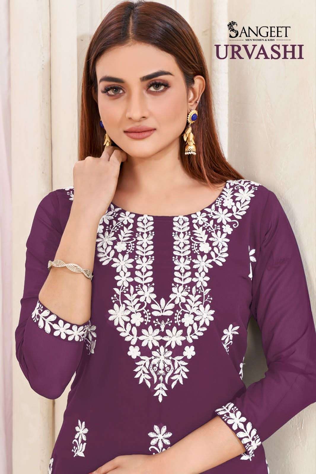 URVASHI FAUX GEORGETTE COTTON LINING INNER ATTACHED Kurti Wholesale catalog