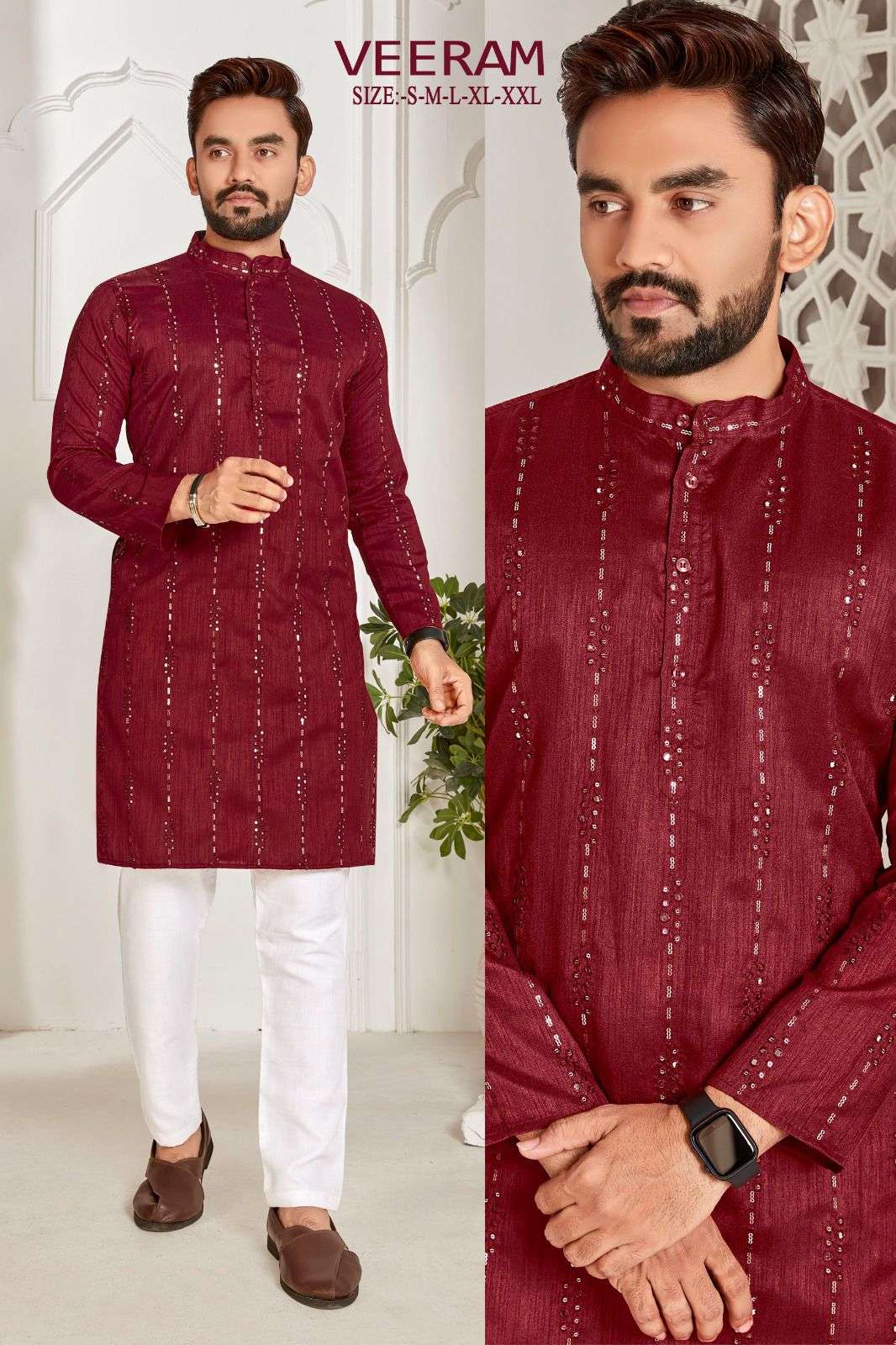 Veeram Silk Embroidered Sequence Work Kurta Wholesale catalog