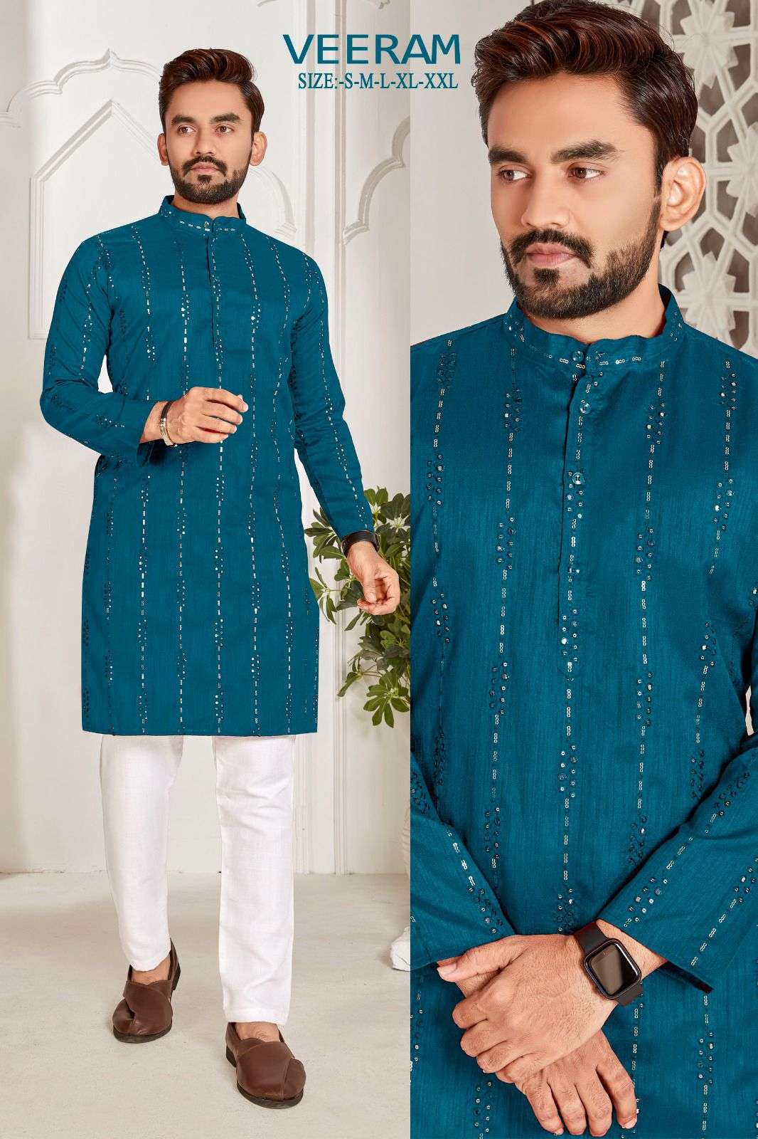 Veeram Silk Embroidered Sequence Work Kurta Wholesale catalog