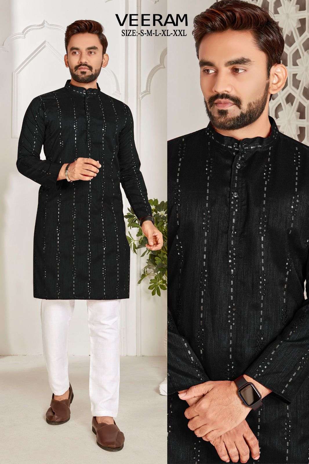 Veeram Silk Embroidered Sequence Work Kurta Wholesale catalog