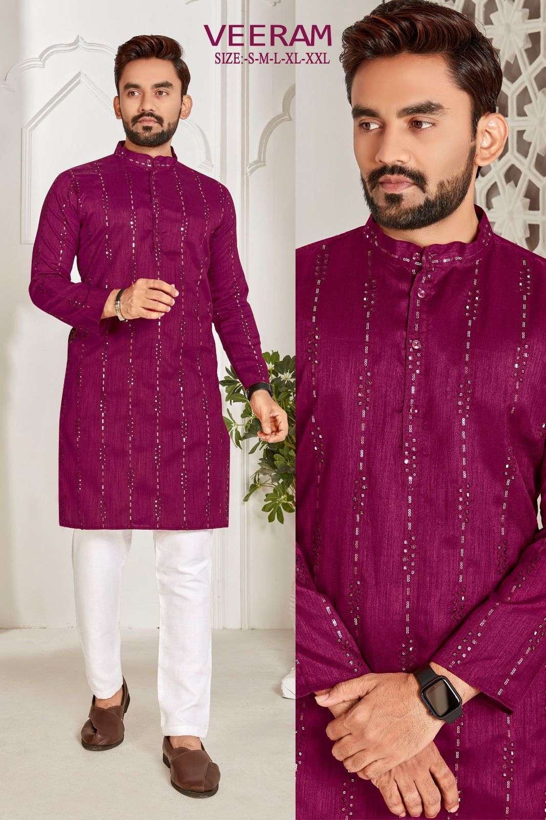 Veeram Silk Embroidered Sequence Work Kurta Wholesale catalog