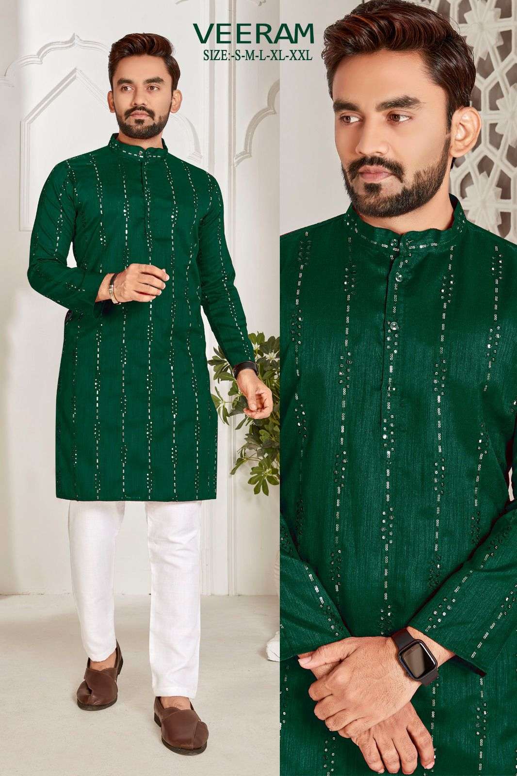 Veeram Silk Embroidered Sequence Work Kurta Wholesale catalog