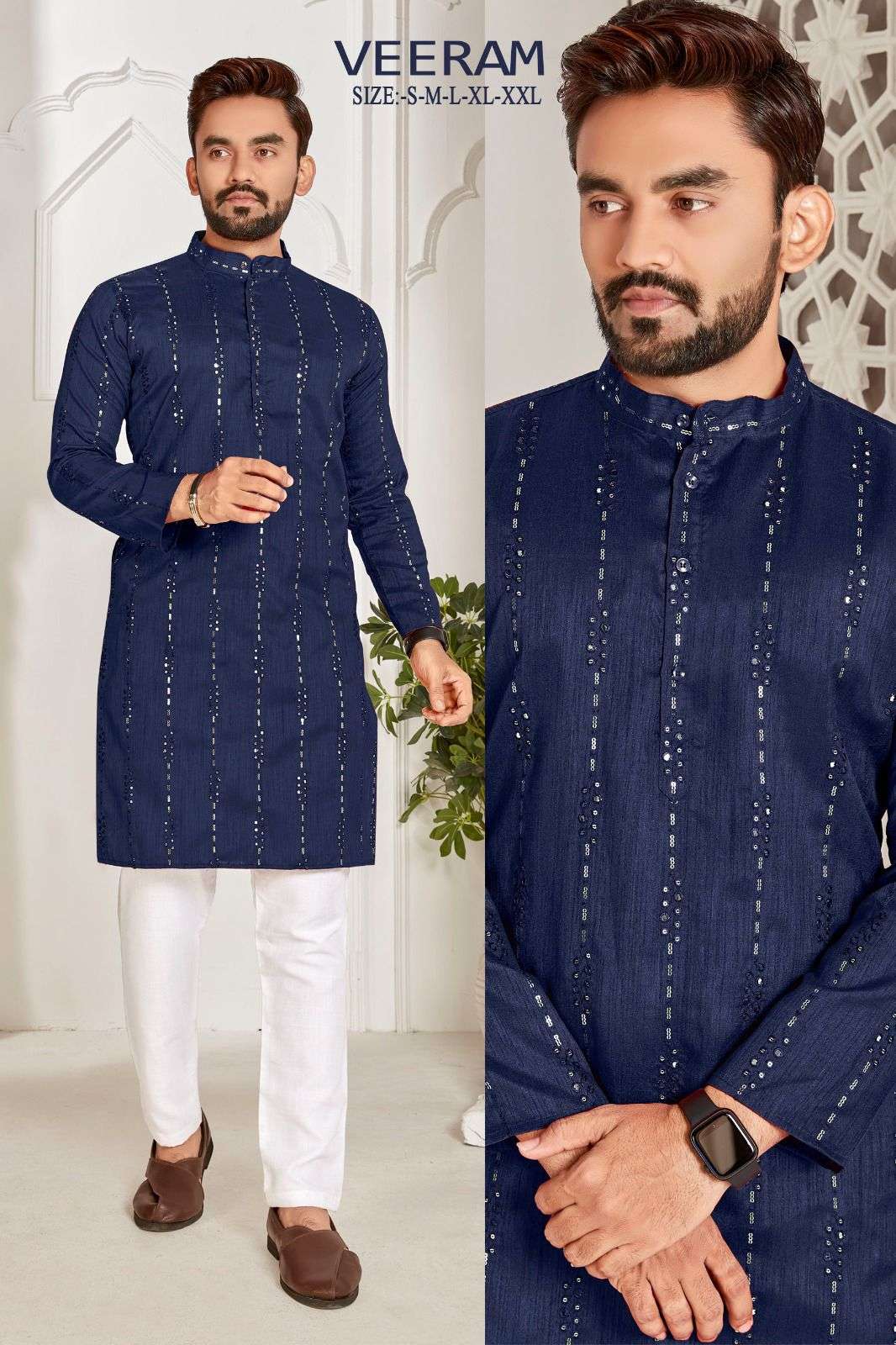 Veeram Silk Embroidered Sequence Work Kurta Wholesale catalog