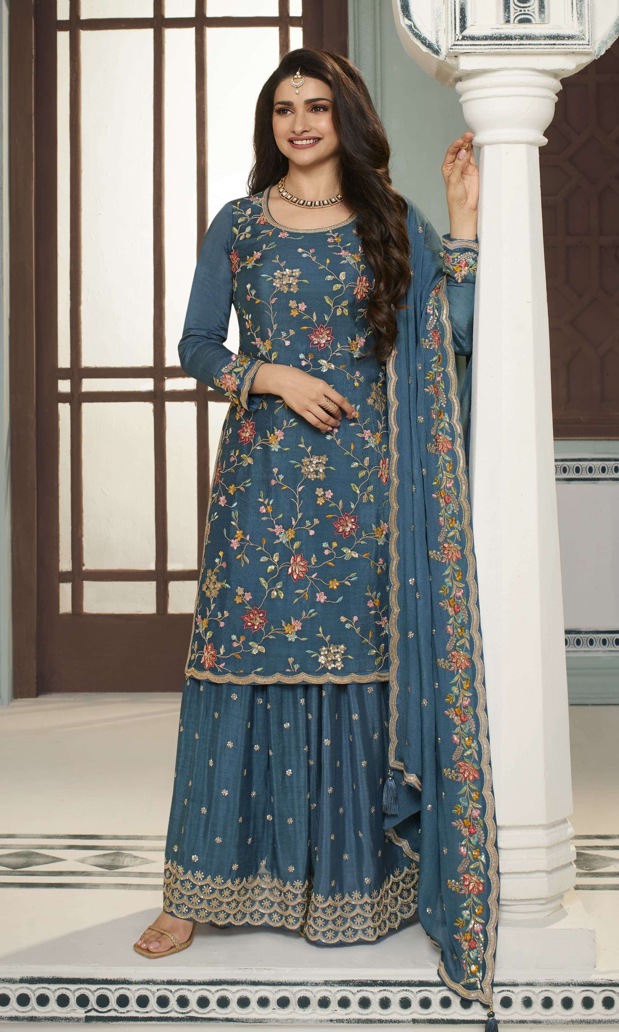 Vinay Kuleesh Avanti Embroidery Chinon Salwar Kameez Wholesale catalog