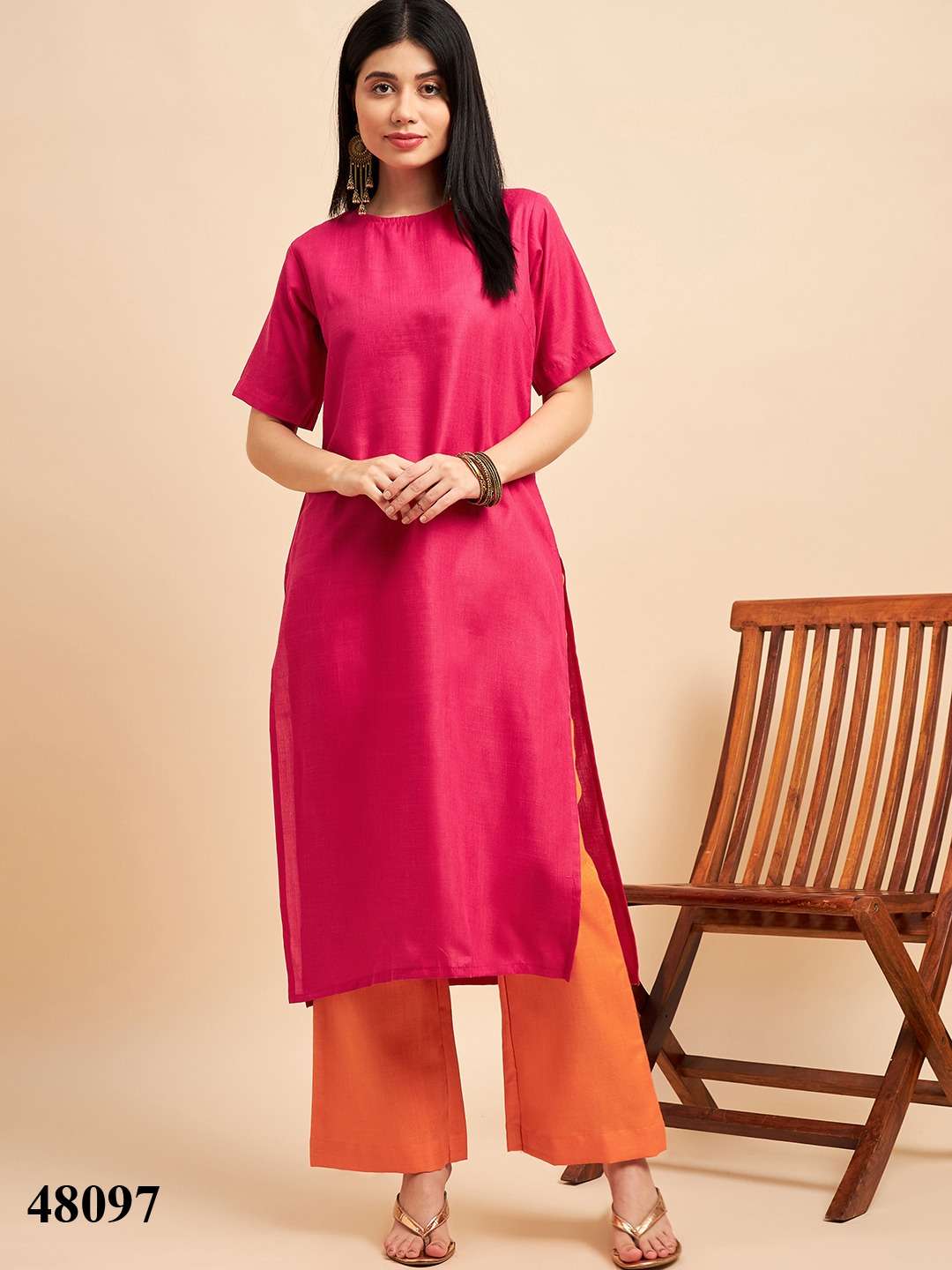 Vishwa 48097 Polyester Solid Kurti Dupatta With Palazzo Wholesale catalog