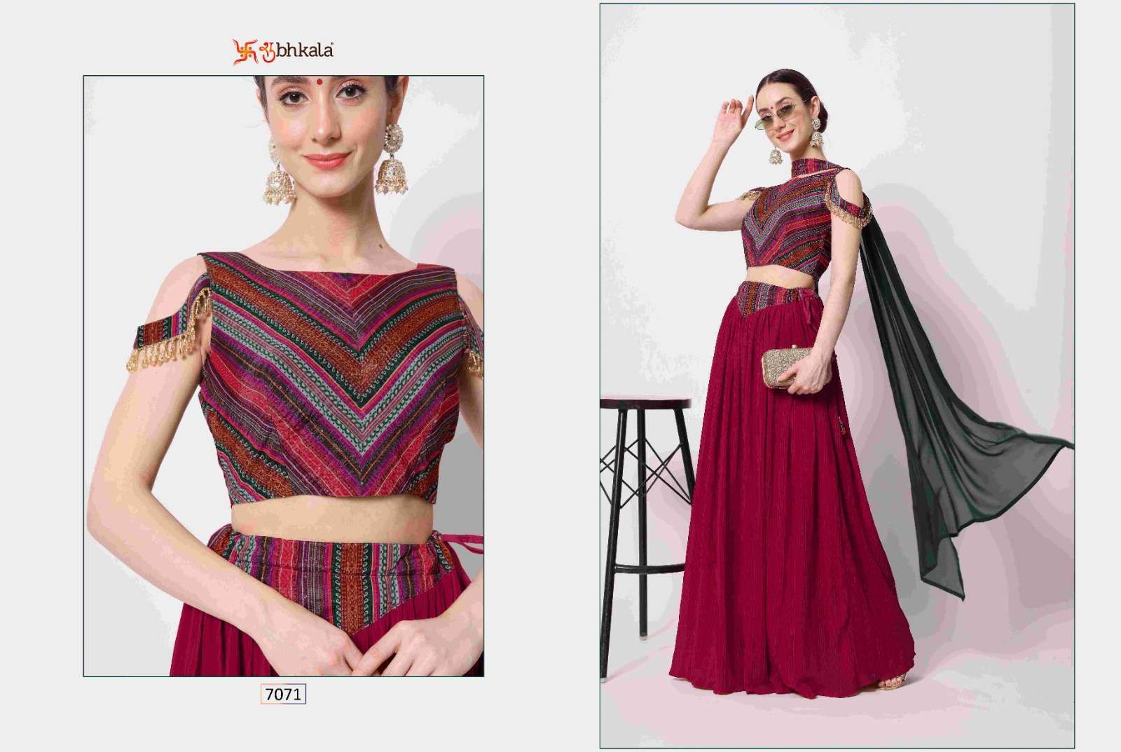 VOL. 7071 Bridal Thread Embroidered Semi Stitched Lehenga Choli Wholesale catalog