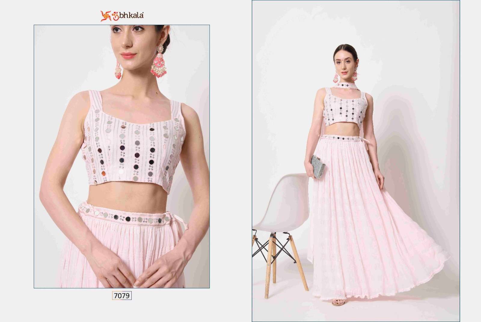 VOL. 7076 Bridal Thread Embroidered Semi Stitched Lehenga Choli Wholesale catalog