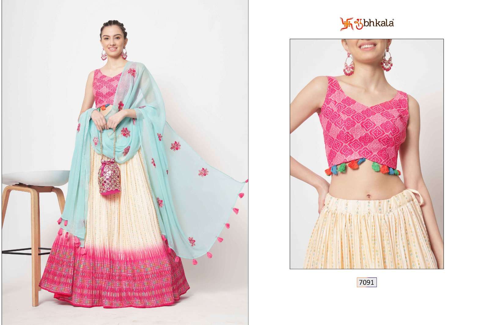 VOL. 7091 Semi Stitched Lehenga Choli with Dupatta Wholesale catalog