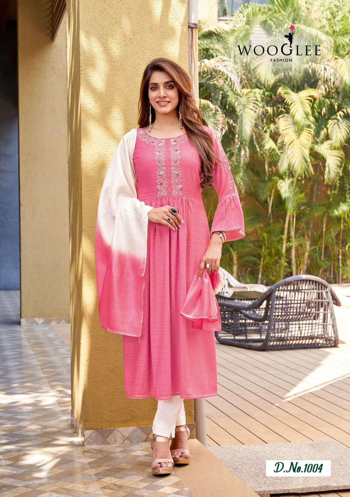 WOOGLEE PRITAM Rayon Weaving with work Kurti Wholesale catalog