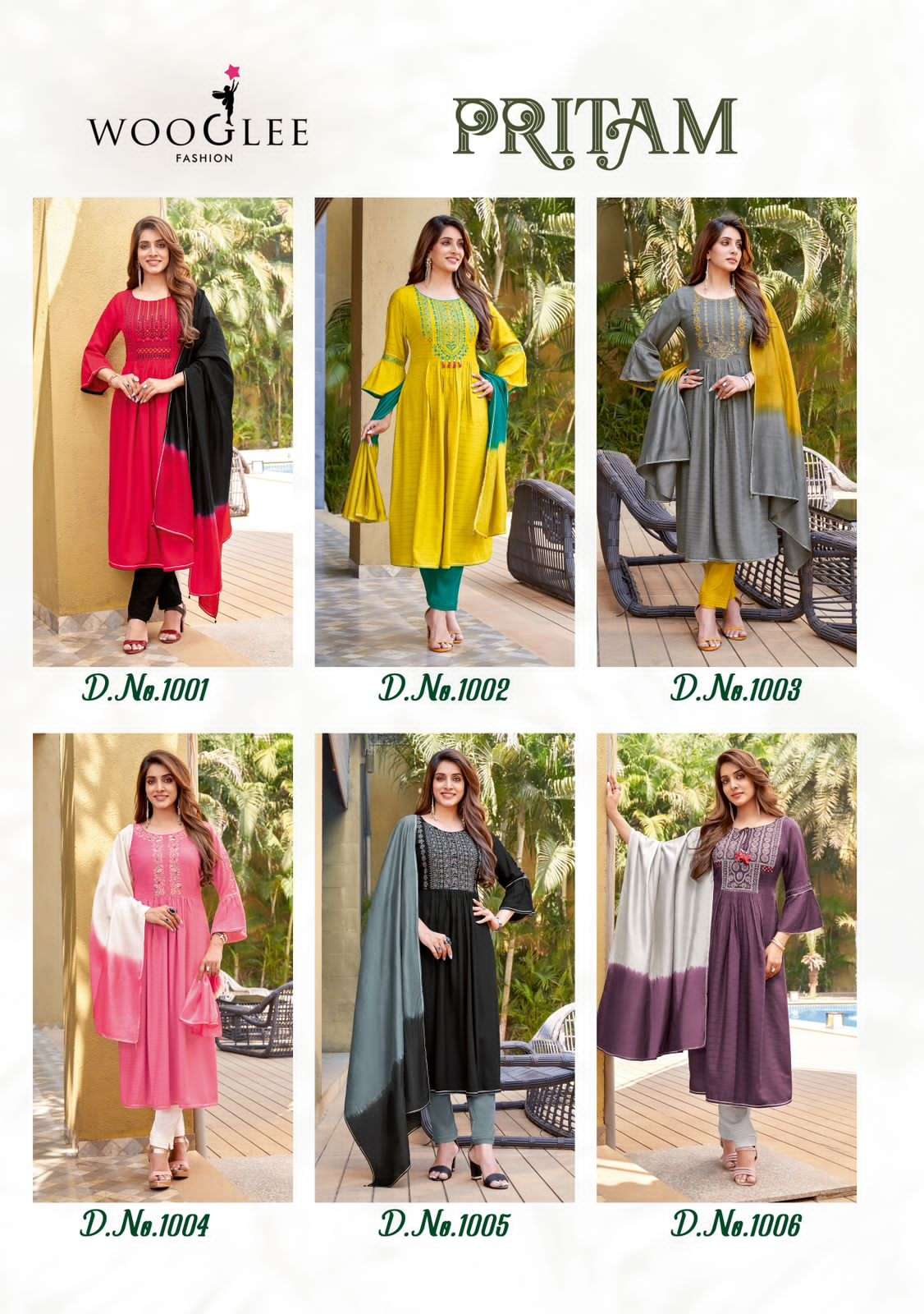 WOOGLEE PRITAM Rayon Weaving with work Kurti Wholesale catalog