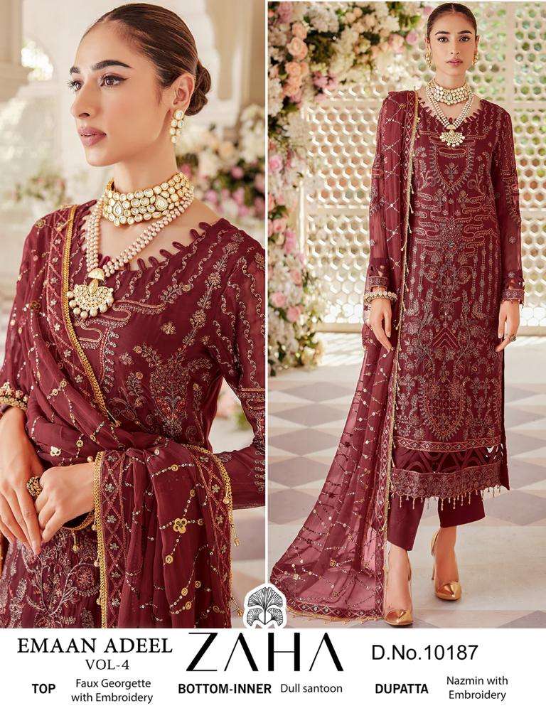 Zaha Emaan Adeel Vol 4 Pakistani Salwar Kameez Wholesale catalog