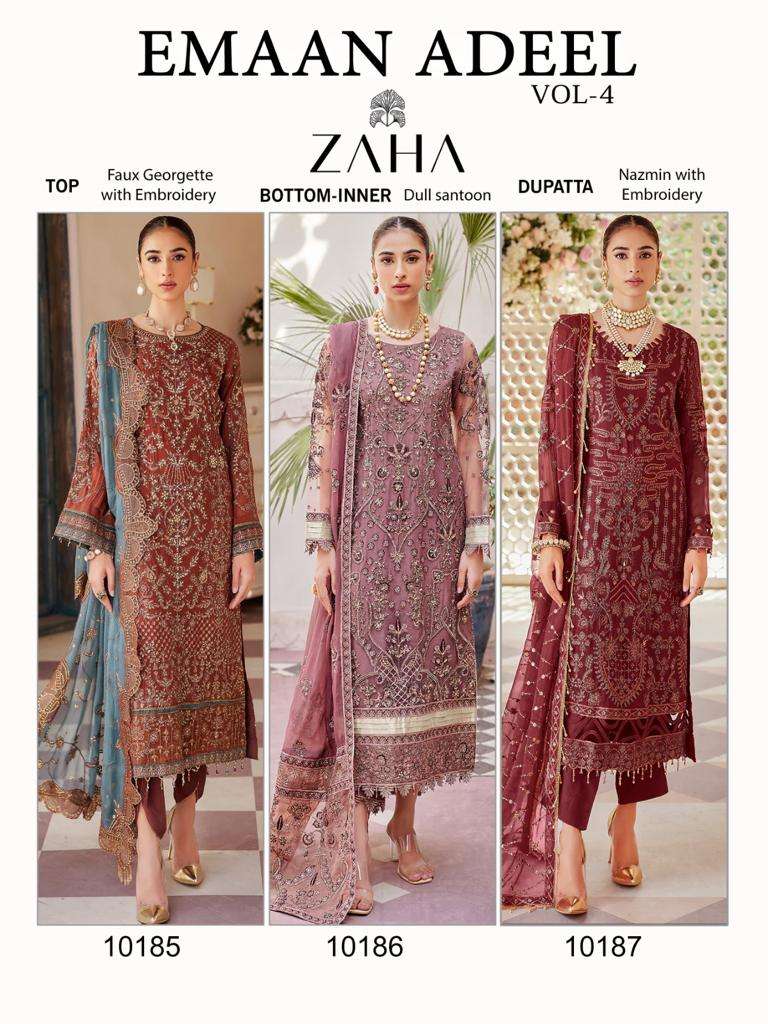 Zaha Emaan Adeel Vol 4 Pakistani Salwar Kameez Wholesale catalog