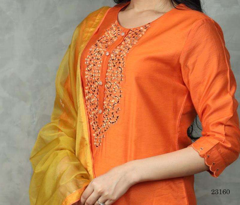 Zulfat Designer Suits 23160 Chanderi Silk Cotton Viscose Attrective Look Kurti Wholesale catalog