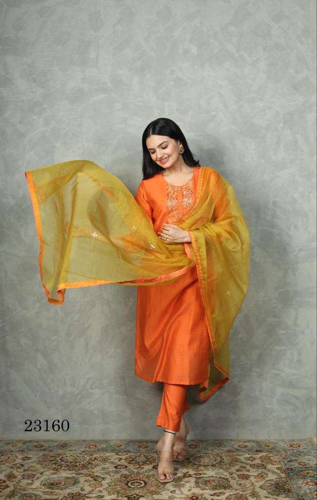 Zulfat Designer Suits 23160 Chanderi Silk Cotton Viscose Attrective Look Kurti Wholesale catalog
