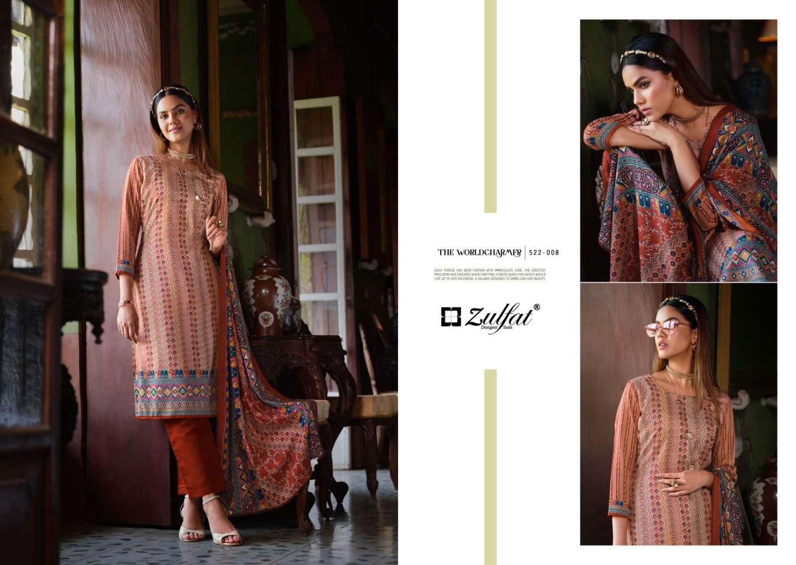 Zulfat Raabia Wool Pashmina Dress Material Wholesale catalog