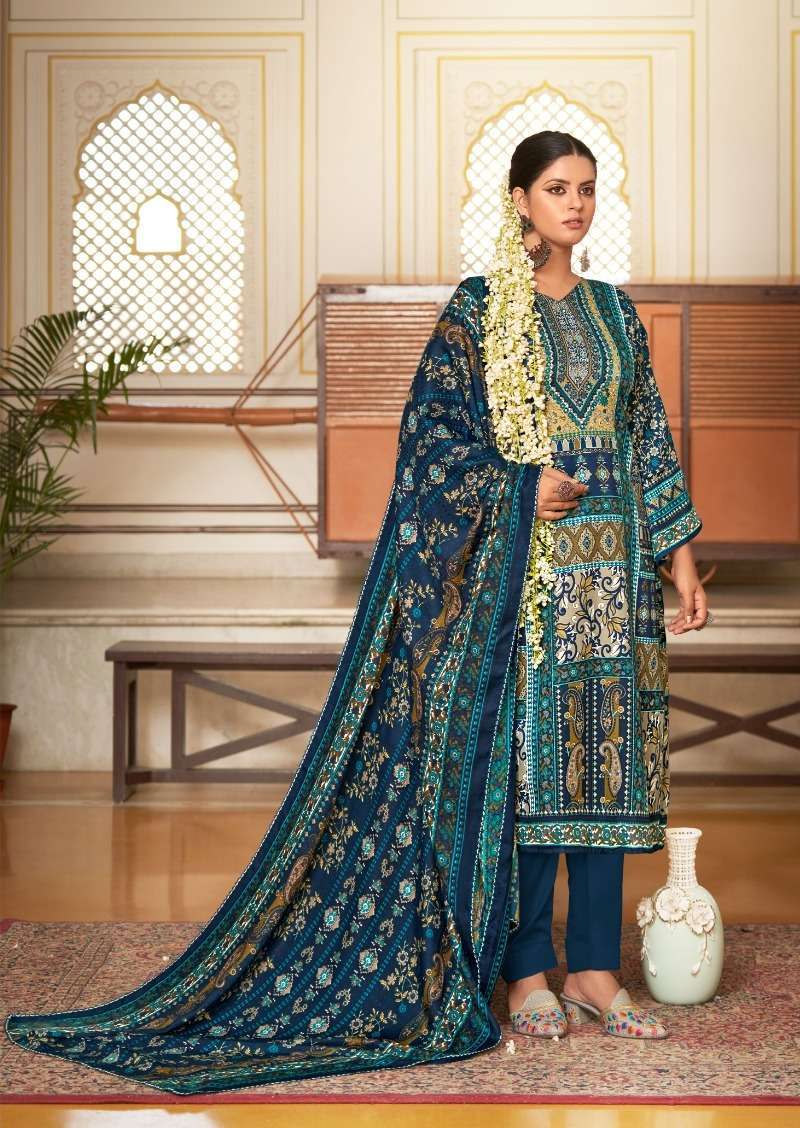 Zulfat Wahida Wool Pashmina Dress Material Wholesale catalog