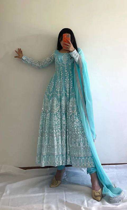 1094 Heavy Georgette Embroidered Anarkali Gown Wholesale catalog