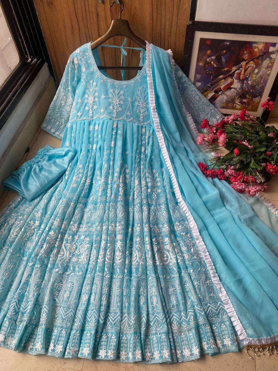 1094 Heavy Georgette Embroidered Anarkali Gown Wholesale catalog