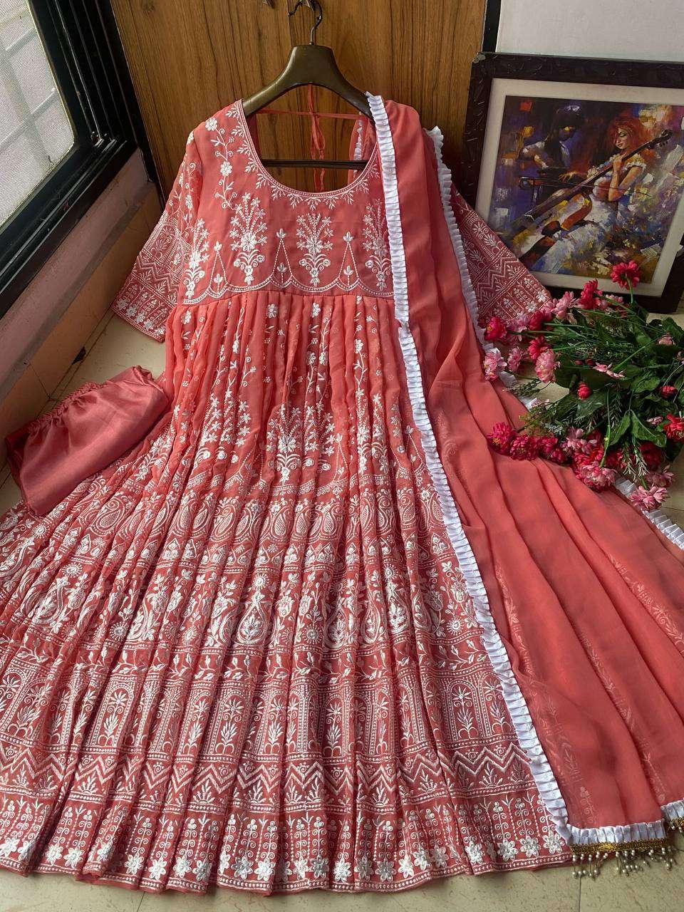 1094 Heavy Georgette Embroidered Anarkali Gown Wholesale catalog