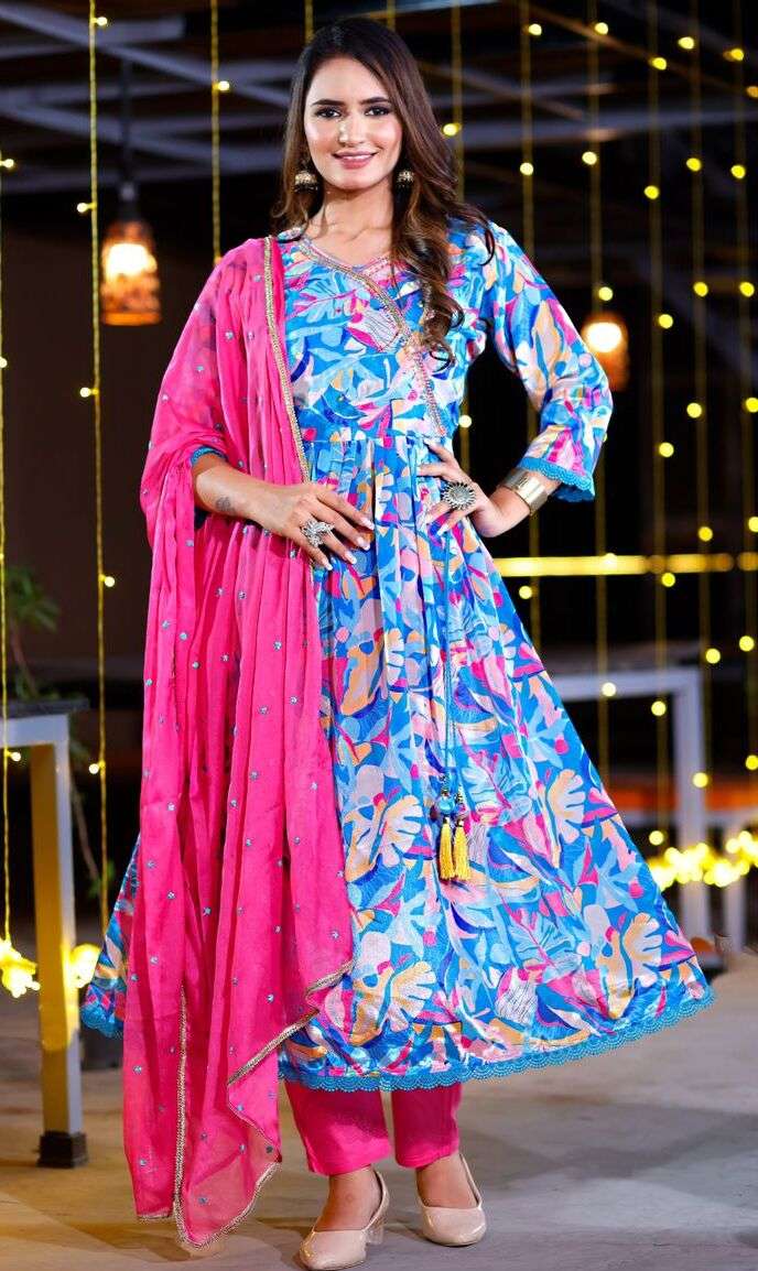 110 Combo Chinon 3-Piece Kurti Wholesale catalog