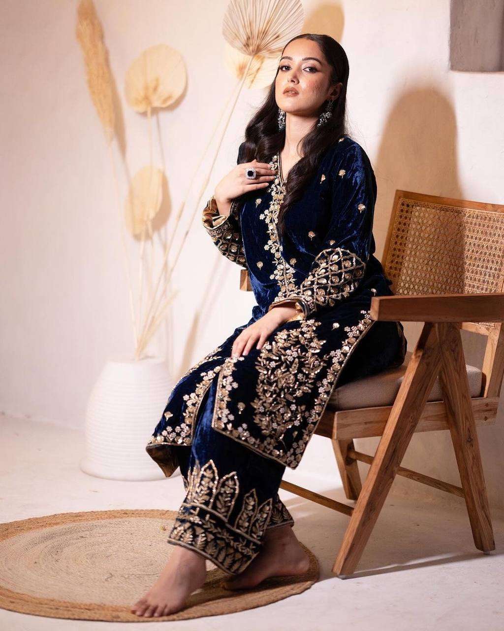 1153 Heavy Velvet Sequence Embroidery Salwar Suits  Wholesale catalog