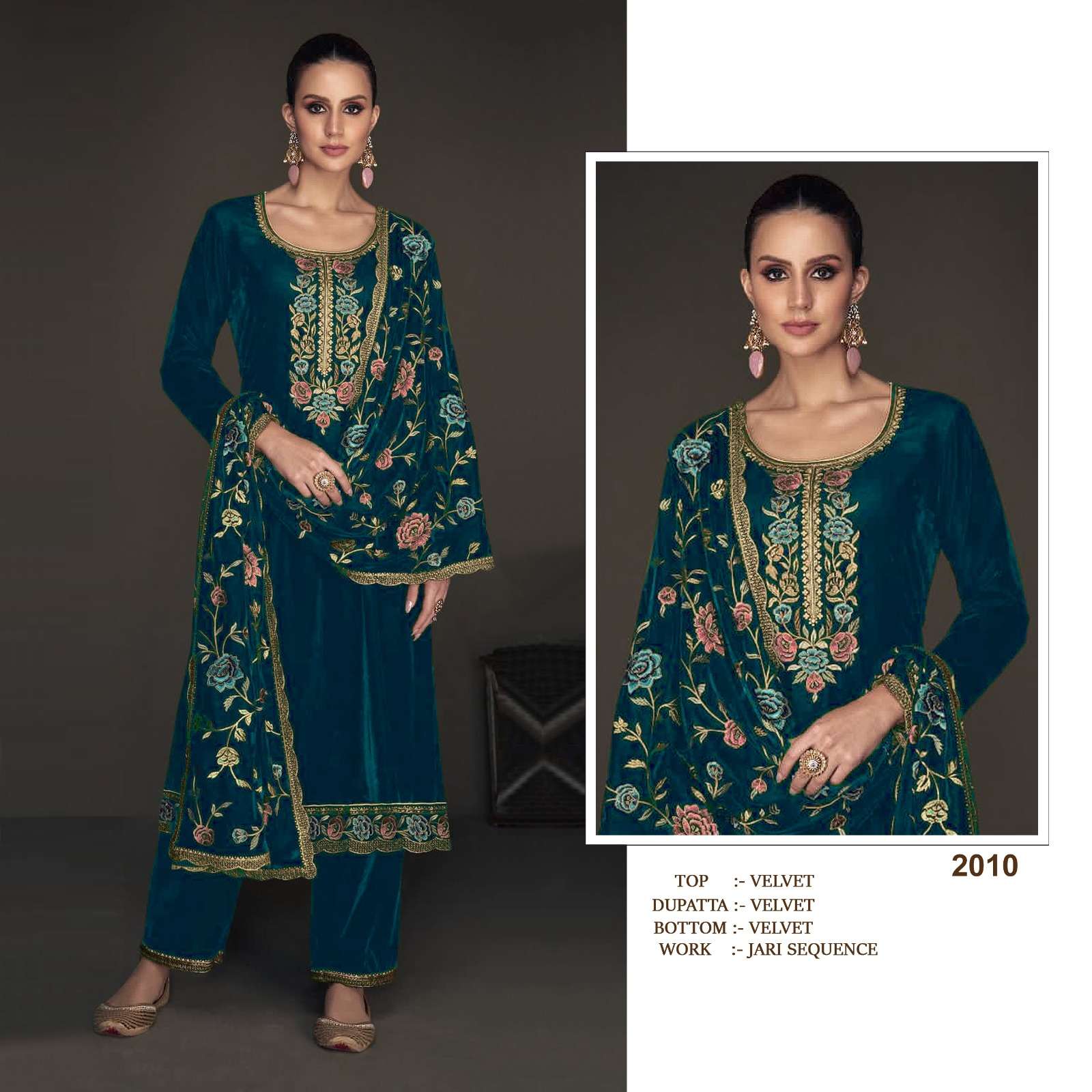 2010 Pure Viscose Velvet Embroidered Salawar Kameez Wholesale catalog