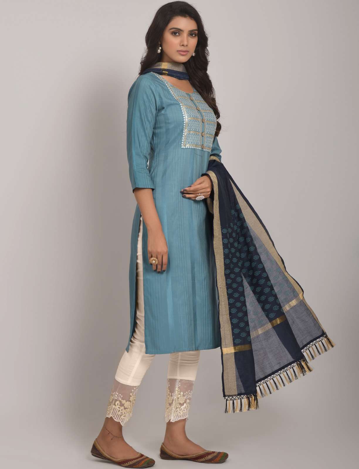 327E Sky Blue Viscose Rayon Kurti Wholesale catalog