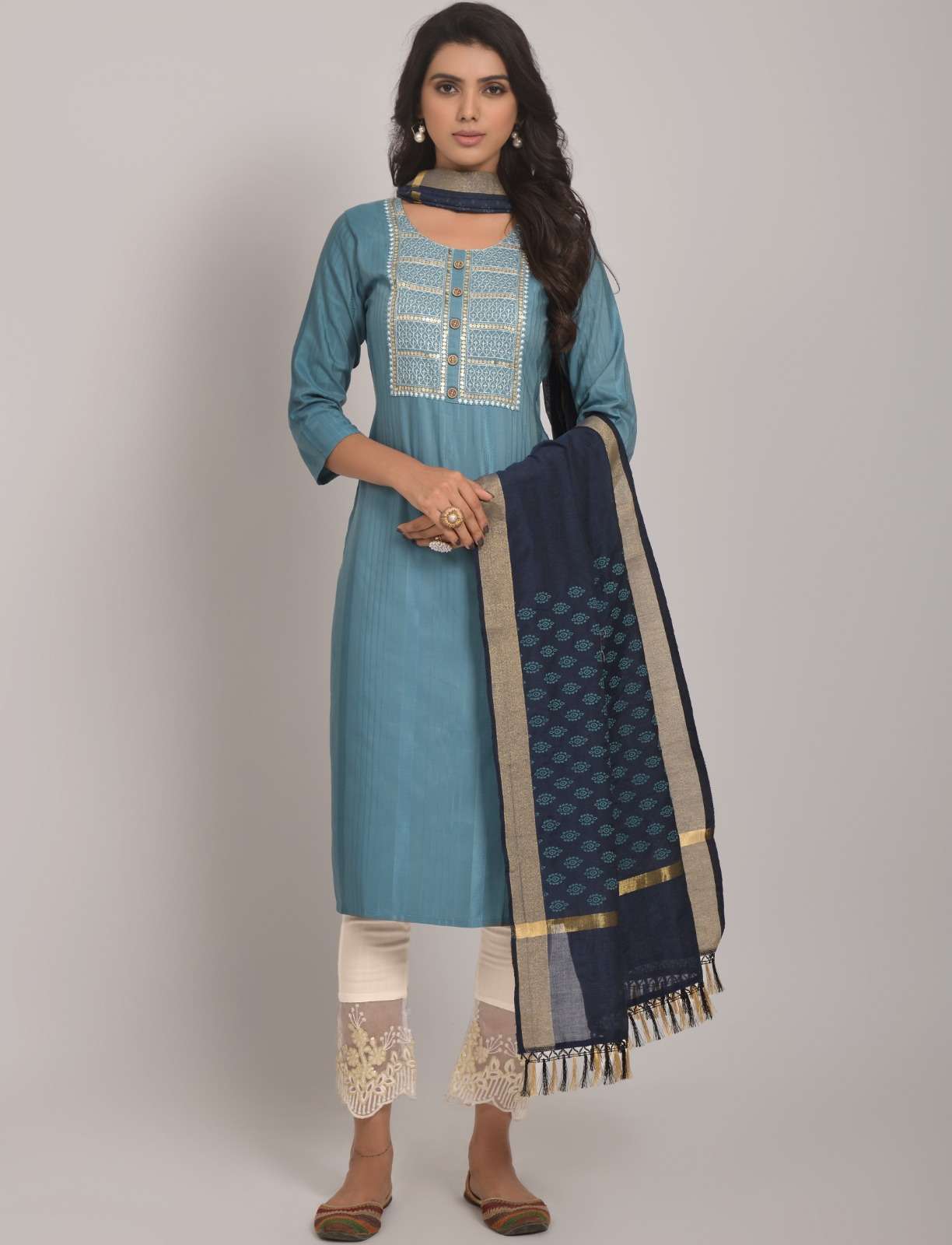 327E Sky Blue Viscose Rayon Kurti Wholesale catalog