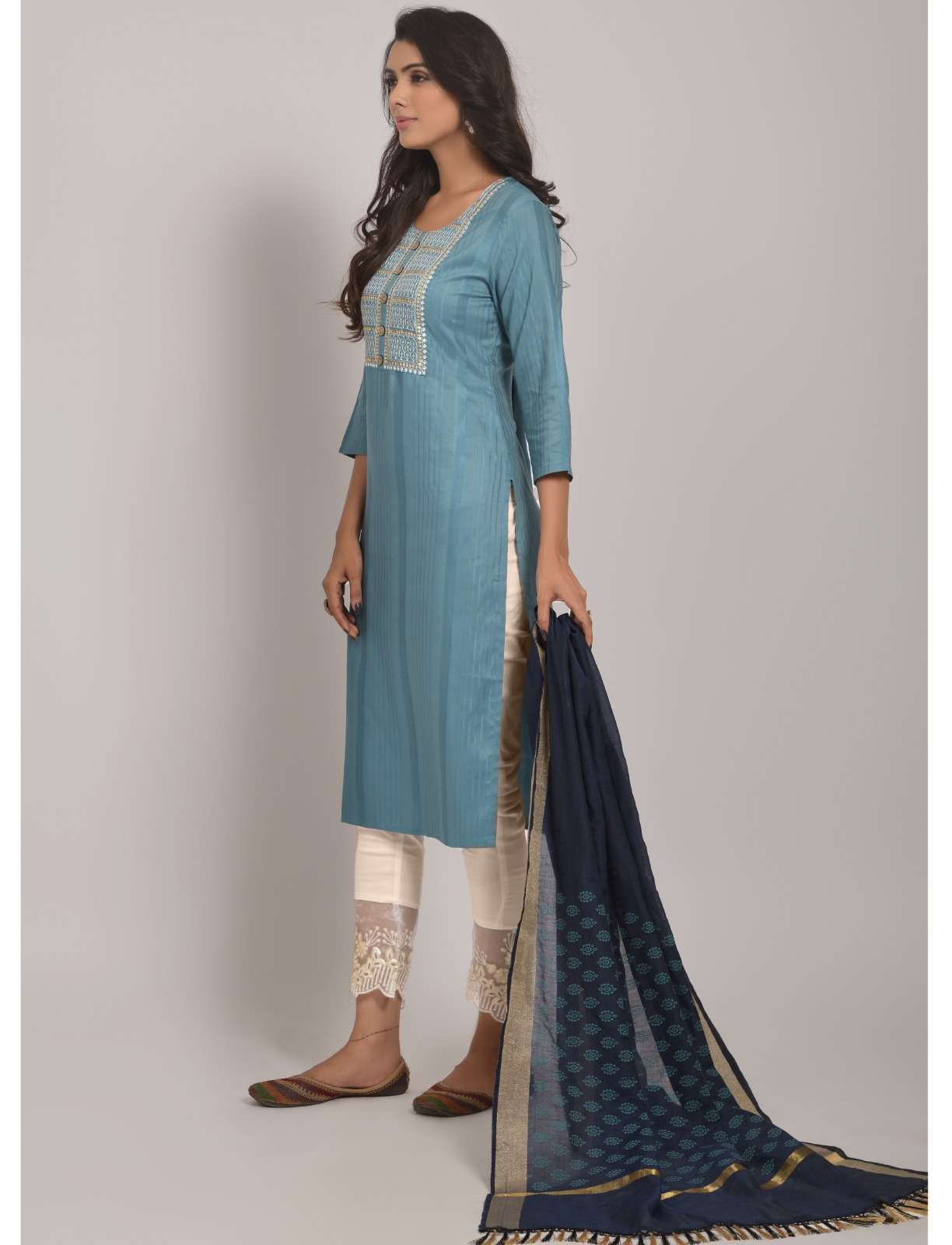 327E Sky Blue Viscose Rayon Kurti Wholesale catalog