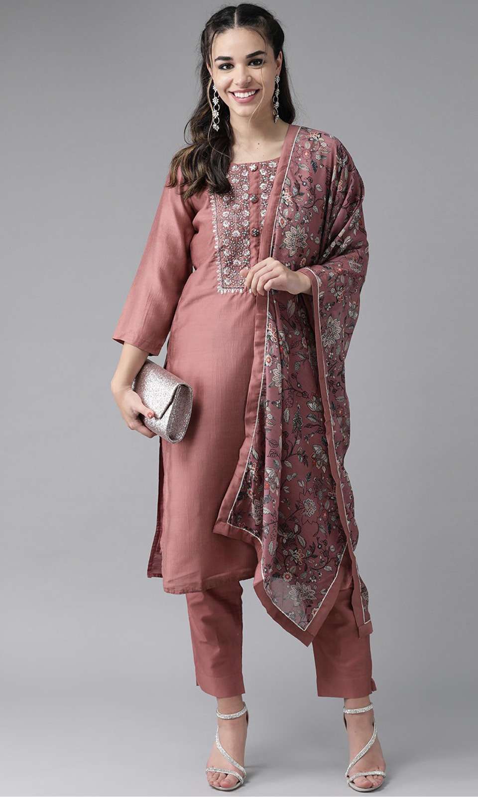 329 Peach Muslin Cotton Kurti Wholesale catalog