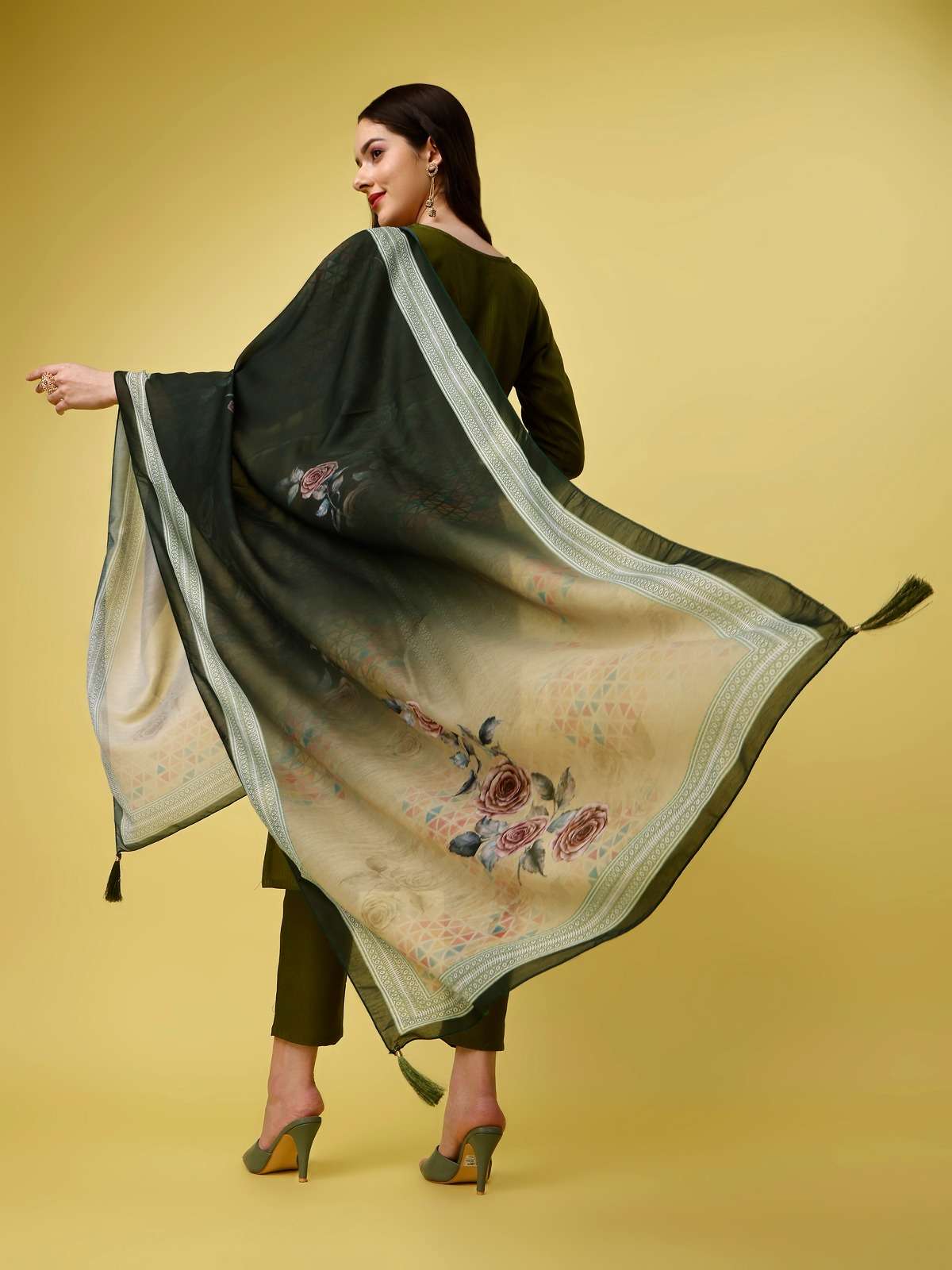 336 Green Viscose Rayon Blend Kurti Bottom With Dupatta Wholesale catalog