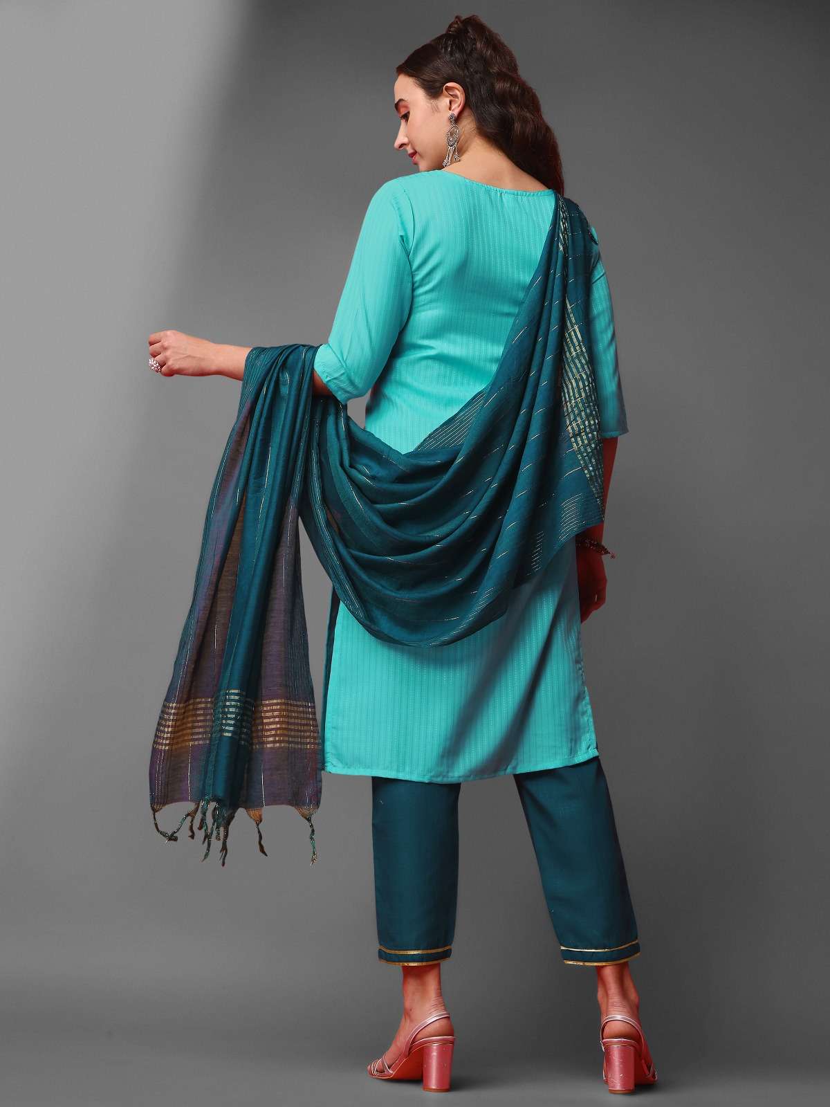 339 Sky Blue Viscose Rayon Blend Kurti Wholesale catalog