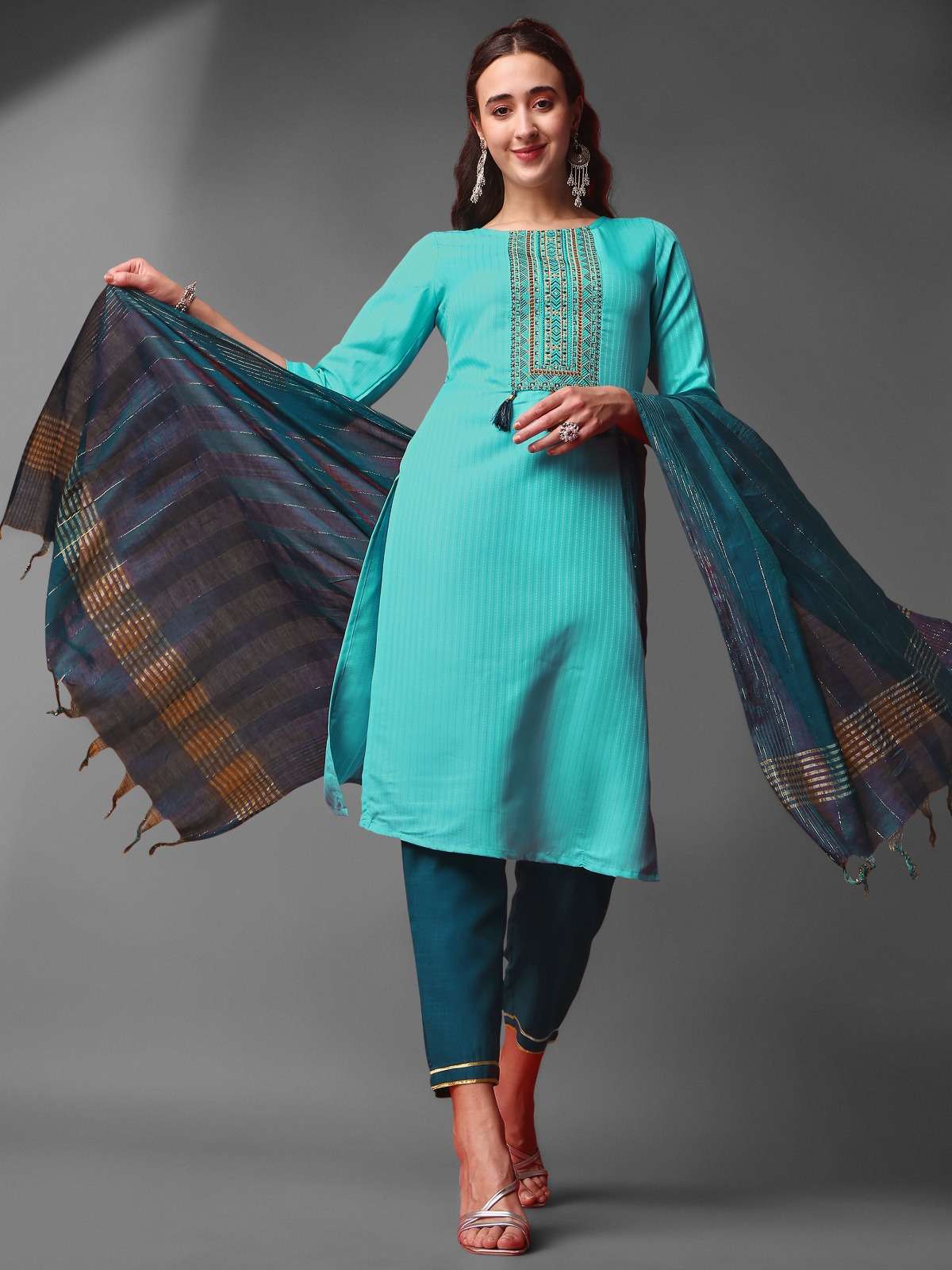 339 Sky Blue Viscose Rayon Blend Kurti Wholesale catalog
