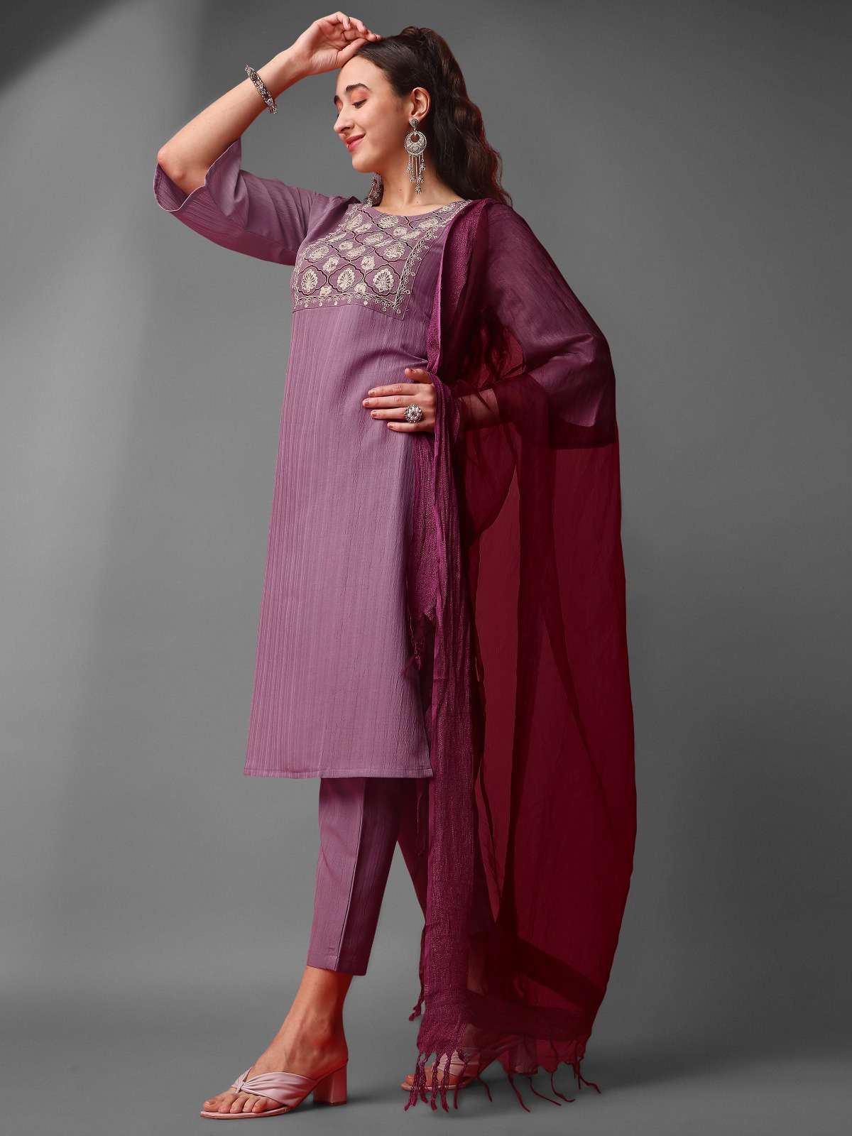 357 Purple Silk Blend Kurti Wholesale catalog
