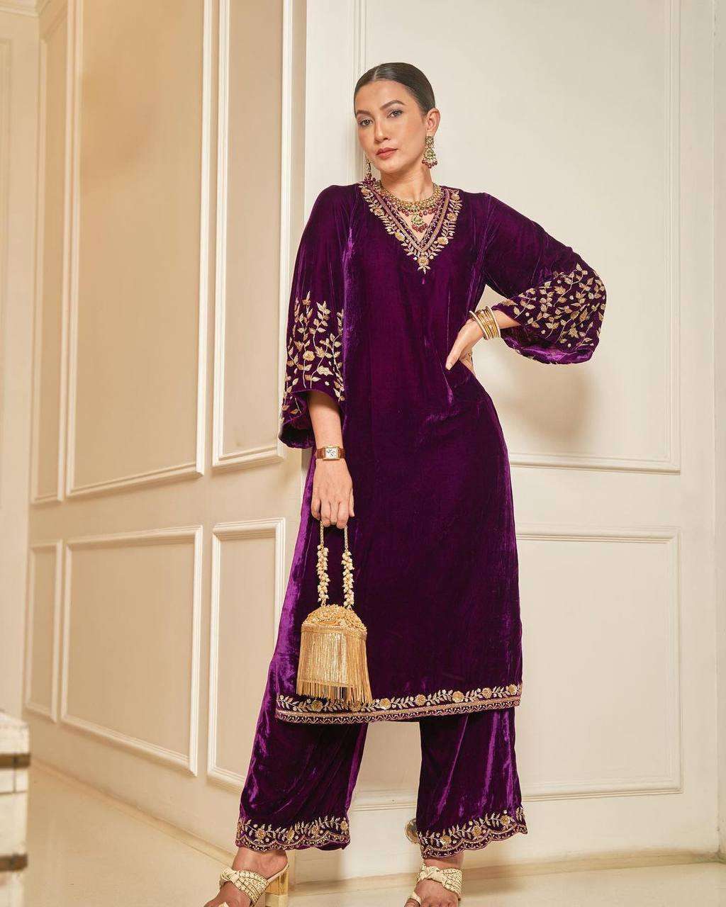 903 Heavy Velvet Zari Embroidered Work Salwar Suits Wholesale catalog